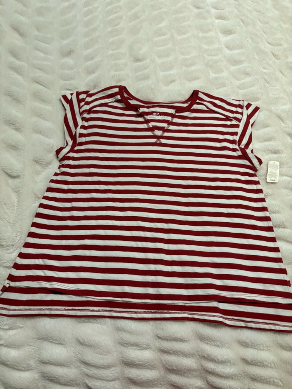 NWT Aerie Red & White Striped Tee with V-Notch
